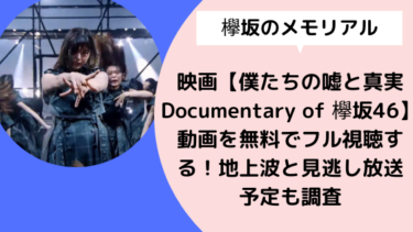 映画【僕たちの嘘と真実 Documentary of 欅坂46】動画を無料でフル視聴する！地上波と見逃し放送予定も調査